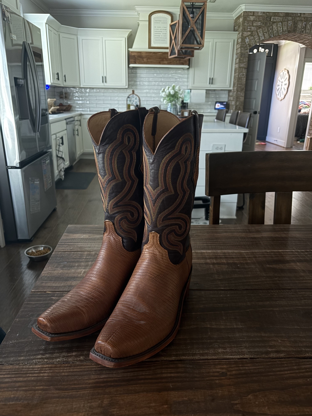 Lucchese Brown and Black Western Cowboy Boots